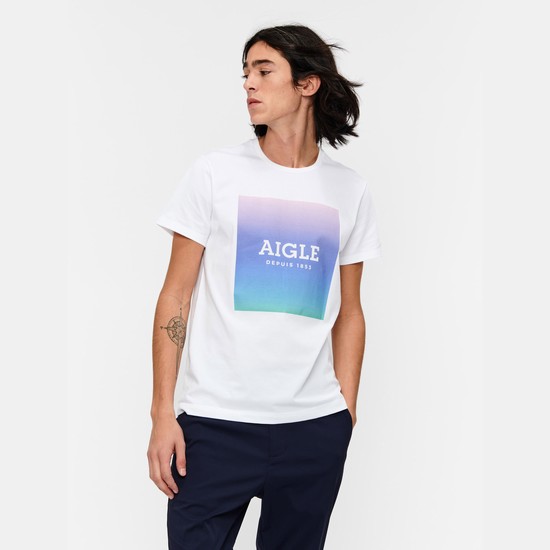 Aigle A Sleeves Tee Shirt With Dry Fast Function T-shirts Men White ZA-76594